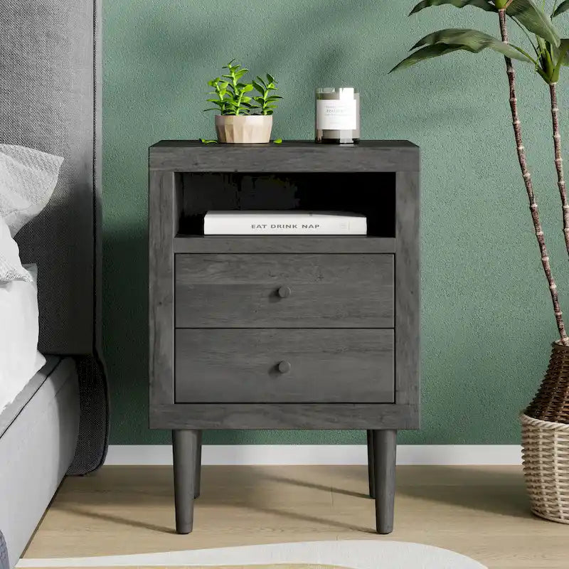 Nystrom Mid Century Modern 2 Drawer Nightstand by Christopher Knight Home