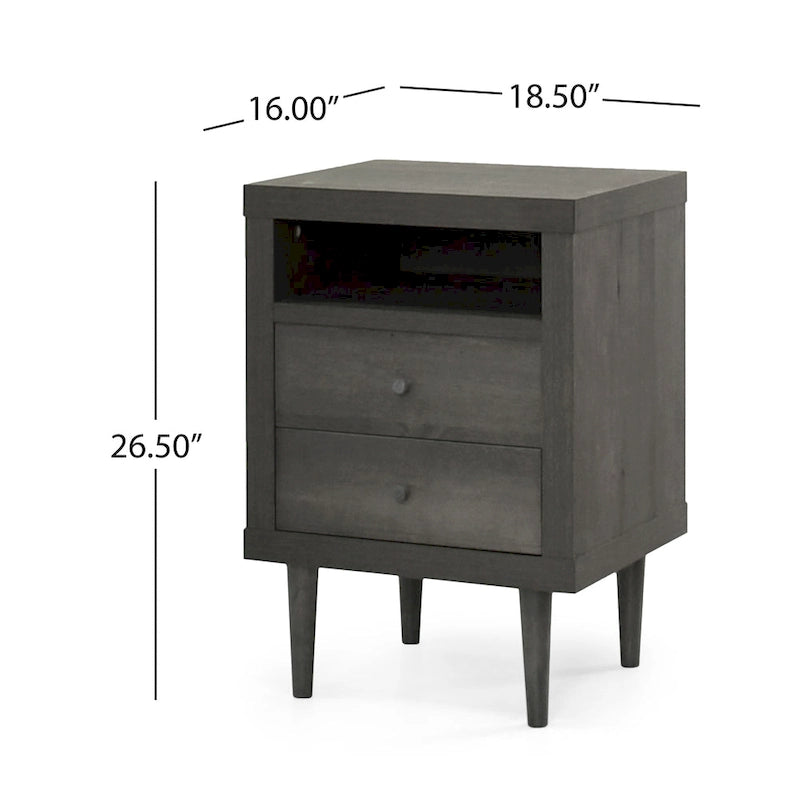 Nystrom Mid Century Modern 2 Drawer Nightstand by Christopher Knight Home