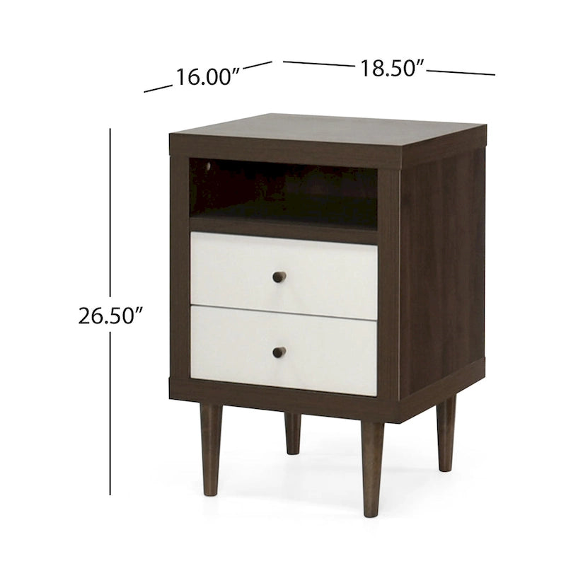 Nystrom Mid Century Modern 2 Drawer Nightstand by Christopher Knight Home