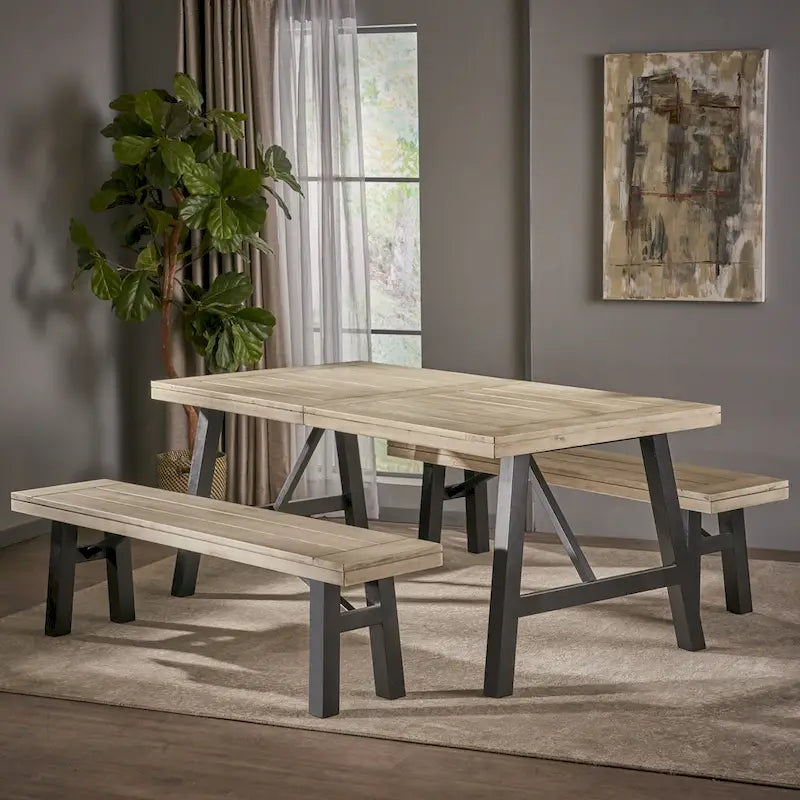Cottage 3-piece Acacia Wood Picnic Dining Set by Christopher Knight Home