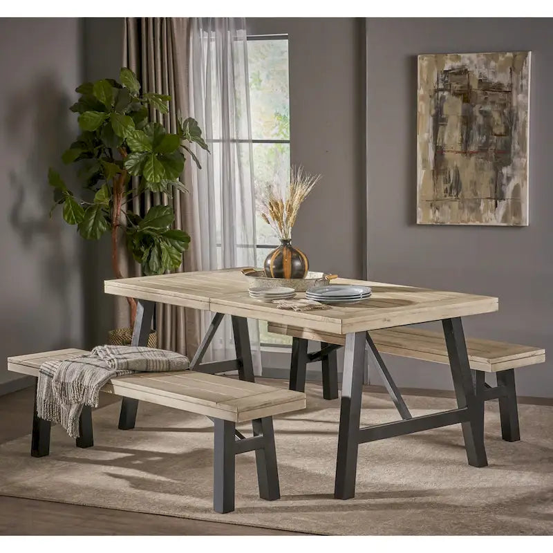 Cottage 3-piece Acacia Wood Picnic Dining Set by Christopher Knight Home