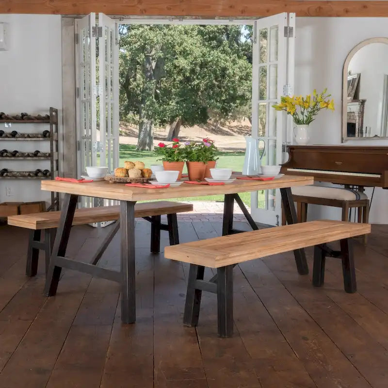 Cottage 3-piece Acacia Wood Picnic Dining Set by Christopher Knight Home