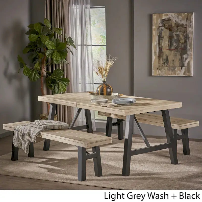 Cottage 3-piece Acacia Wood Picnic Dining Set by Christopher Knight Home