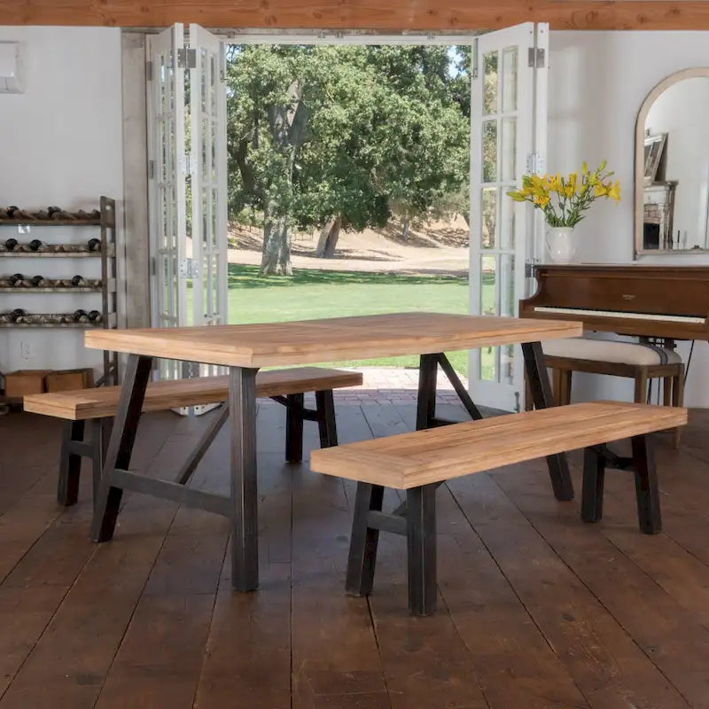 Cottage 3-piece Acacia Wood Picnic Dining Set by Christopher Knight Home