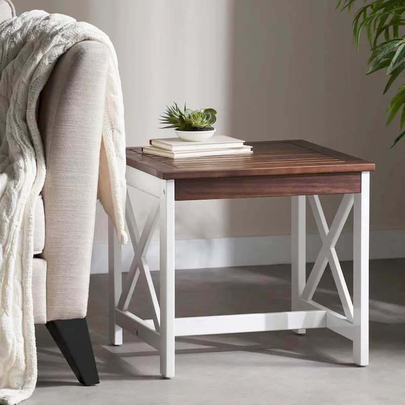 Christopher Knight Home Shammai Square Farmhouse Acacia End Table - 19.75D x 19.75W x 18.75H