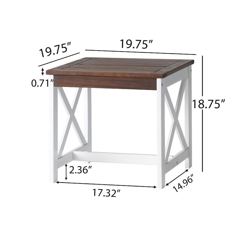 Christopher Knight Home Shammai Square Farmhouse Acacia End Table - 19.75D x 19.75W x 18.75H
