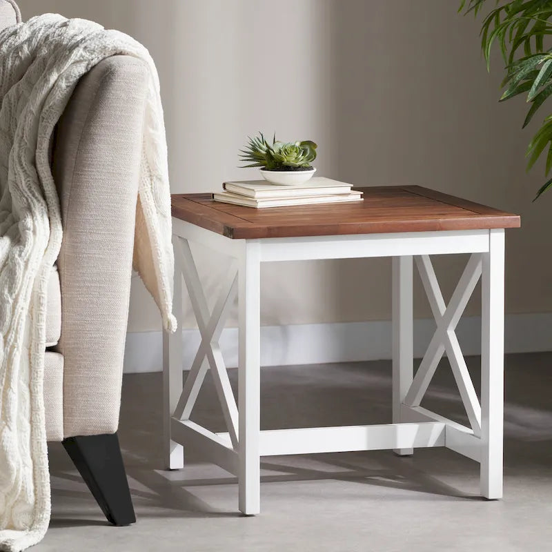Christopher Knight Home Shammai Square Farmhouse Acacia End Table - 19.75D x 19.75W x 18.75H