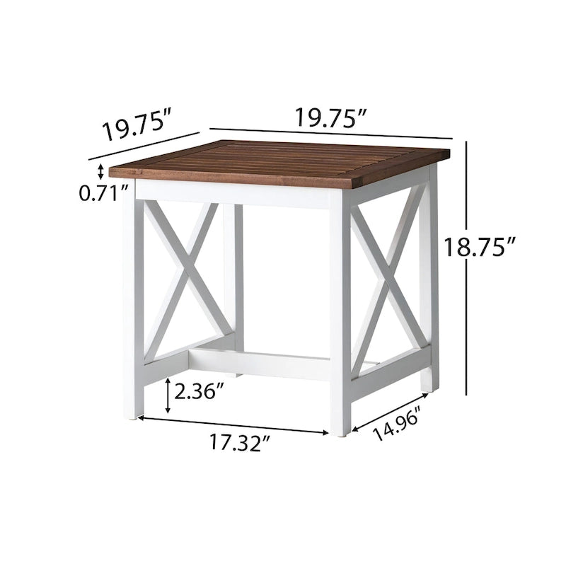 Christopher Knight Home Shammai Square Farmhouse Acacia End Table - 19.75D x 19.75W x 18.75H
