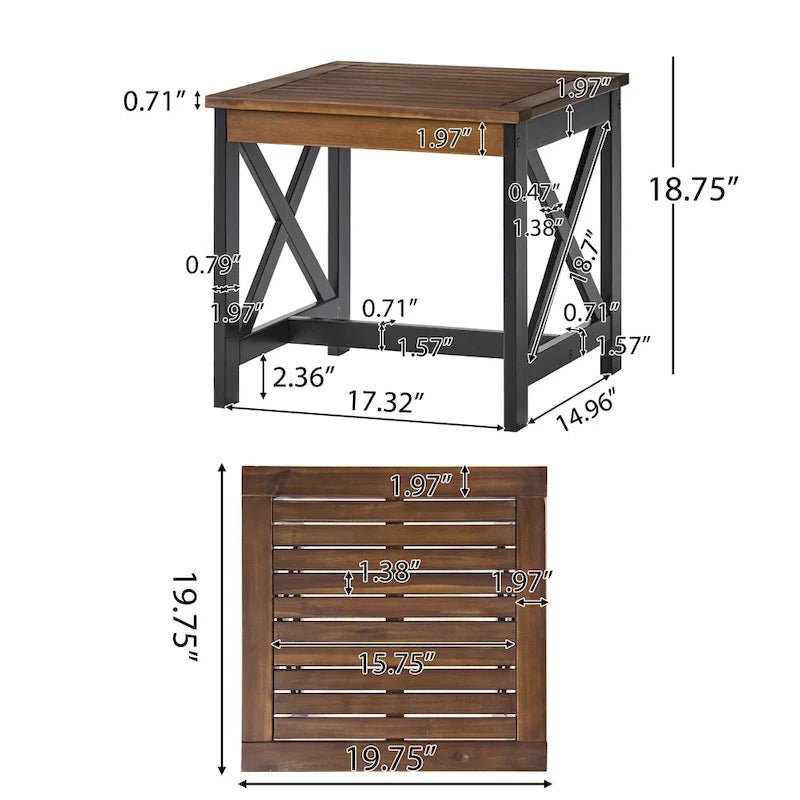 Christopher Knight Home Shammai Square Farmhouse Acacia End Table - 19.75D x 19.75W x 18.75H