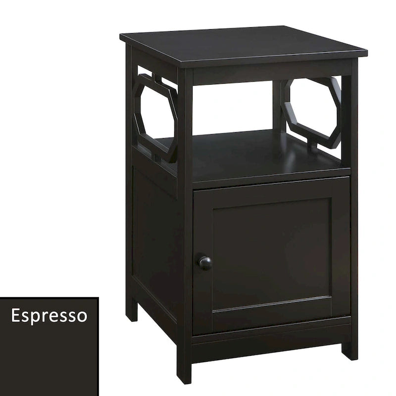 Tavolino finale Omega Convenience Concepts con mobiletto e mensola contenitori