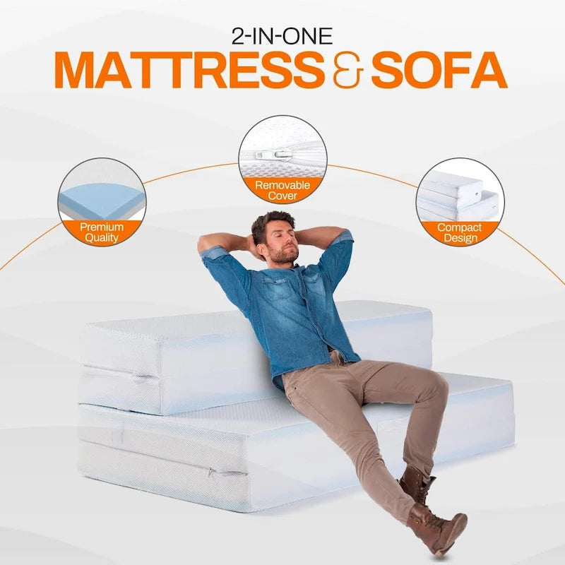 Cheer Collection 4 Folding Sofa Bed with 1 Gel Infused Memory Foam