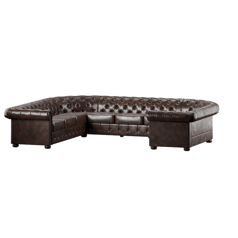 Divano componibile a U Chesterfield con braccioli a voluta e trapuntatura Knightsbridge di iNSPIRE Q Artisan