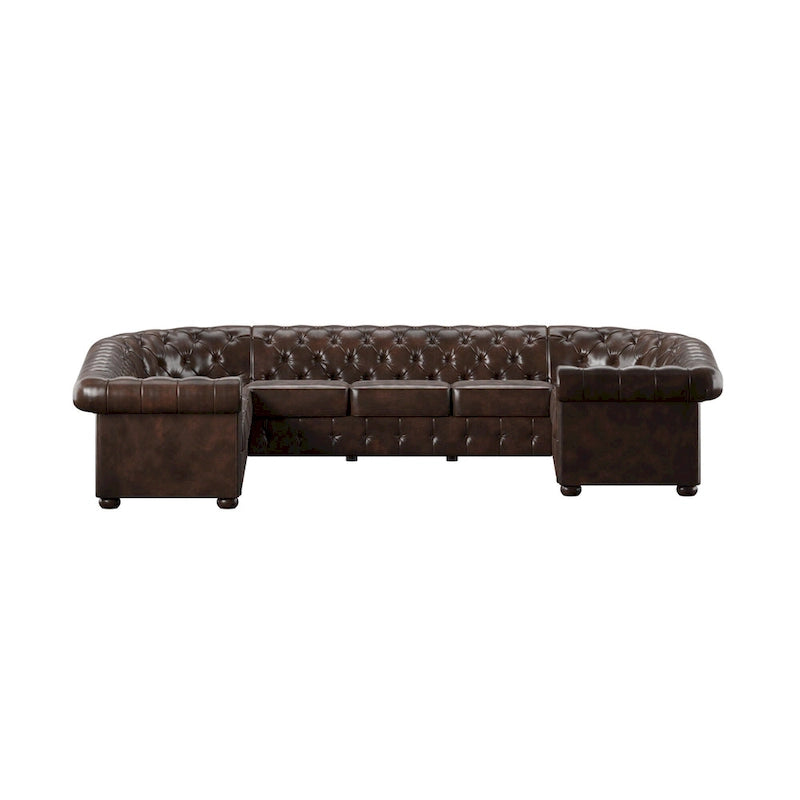 Divano componibile a U Chesterfield con braccioli a voluta e trapuntatura Knightsbridge di iNSPIRE Q Artisan