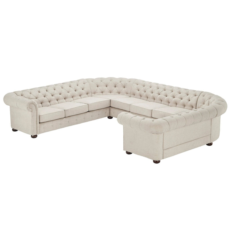 Divano componibile a U Chesterfield con braccioli a voluta e trapuntatura Knightsbridge di iNSPIRE Q Artisan