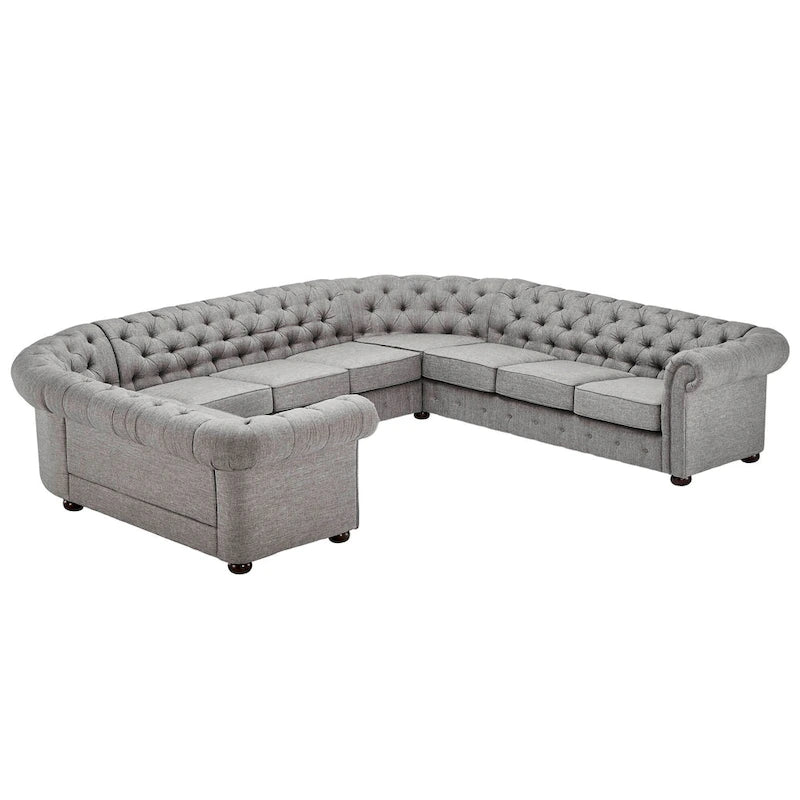 Divano componibile a U Chesterfield con braccioli a voluta e trapuntatura Knightsbridge di iNSPIRE Q Artisan