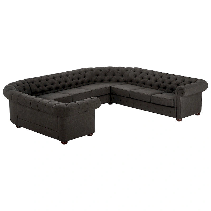 Divano componibile a U Chesterfield con braccioli a voluta e trapuntatura Knightsbridge di iNSPIRE Q Artisan