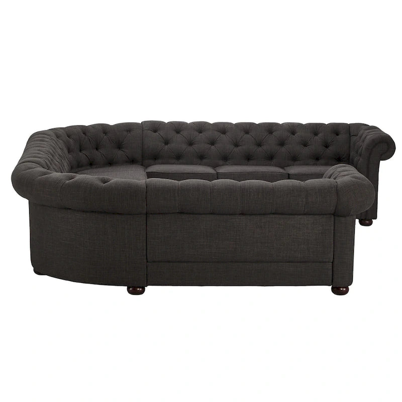 Divano componibile a U Chesterfield con braccioli a voluta e trapuntatura Knightsbridge di iNSPIRE Q Artisan