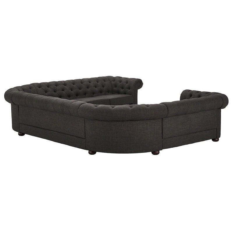 Divano componibile a U Chesterfield con braccioli a voluta e trapuntatura Knightsbridge di iNSPIRE Q Artisan