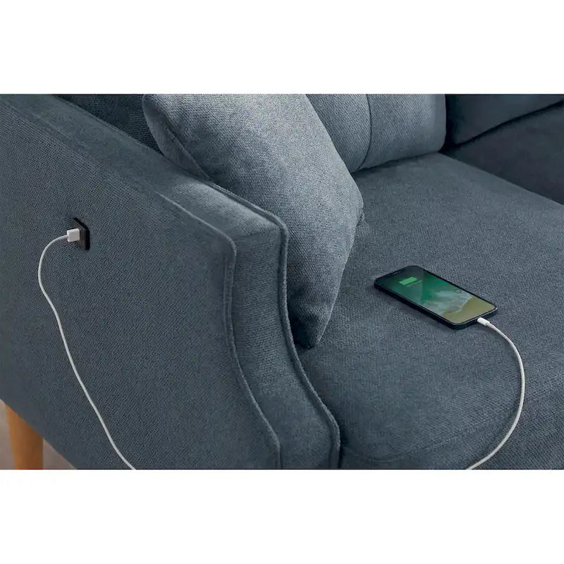 Loveseat With Waterproof Fabric,USB Charge