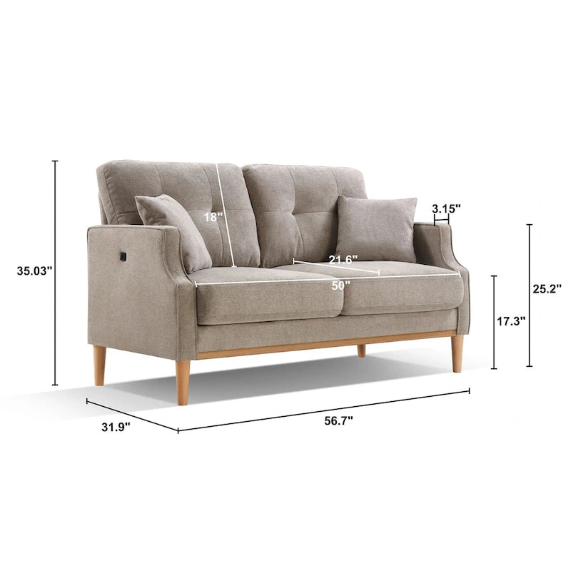 Loveseat With Waterproof Fabric,USB Charge