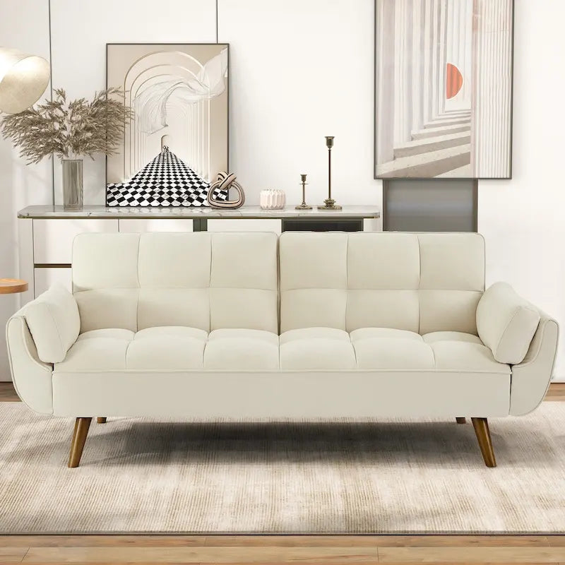 Divano letto futon da 191,5 cm (75,39 pollici), divano letto imbottito convertibile con schienale trapuntato sdoppiato reclinabile
