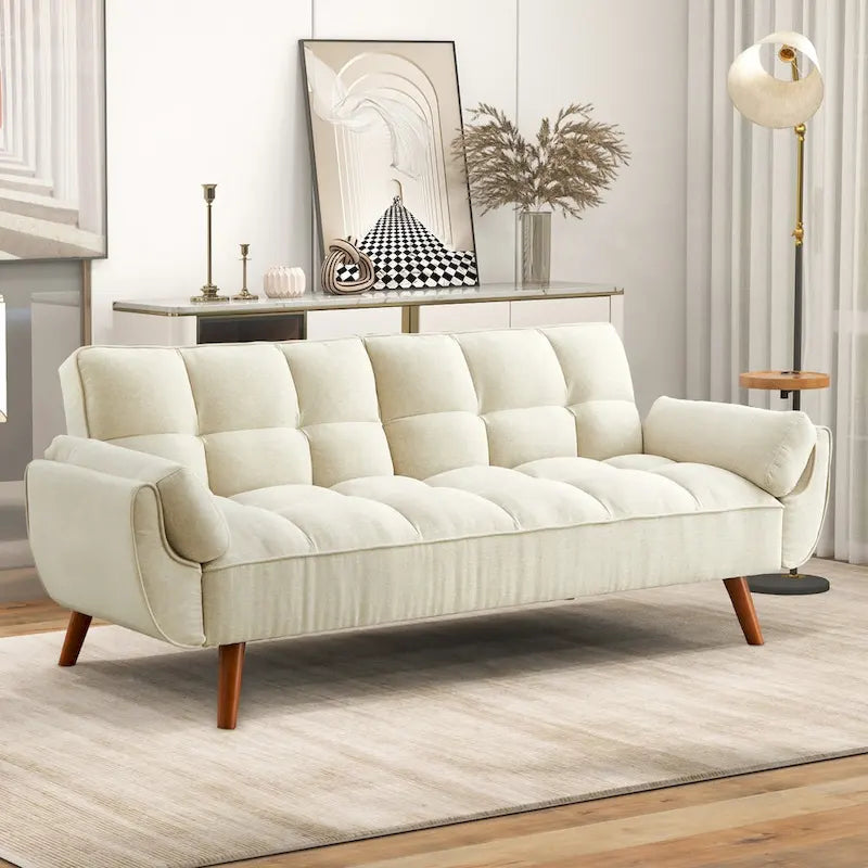 Divano letto futon da 191,5 cm (75,39 pollici), divano letto imbottito convertibile con schienale trapuntato sdoppiato reclinabile
