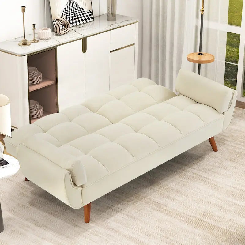 Divano letto futon da 191,5 cm (75,39 pollici), divano letto imbottito convertibile con schienale trapuntato sdoppiato reclinabile
