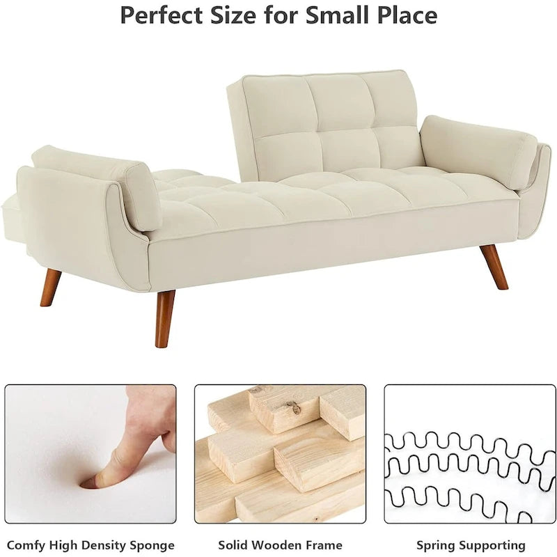 Divano letto futon da 191,5 cm (75,39 pollici), divano letto imbottito convertibile con schienale trapuntato sdoppiato reclinabile