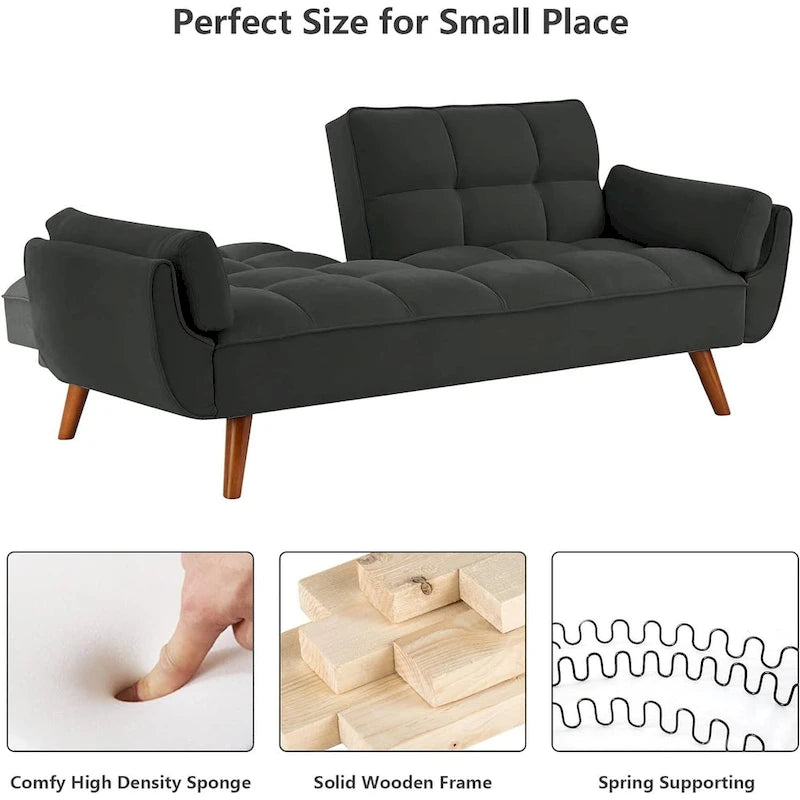 Divano letto futon da 191,5 cm (75,39 pollici), divano letto imbottito convertibile con schienale trapuntato sdoppiato reclinabile