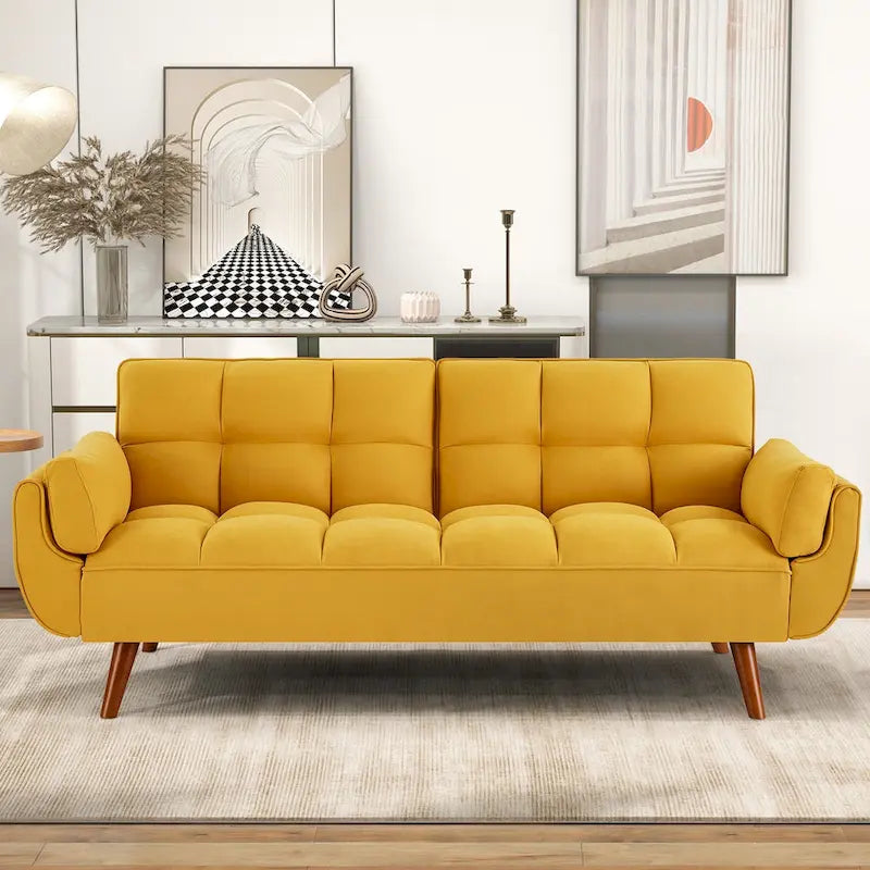 Divano letto futon da 191,5 cm (75,39 pollici), divano letto imbottito convertibile con schienale trapuntato sdoppiato reclinabile