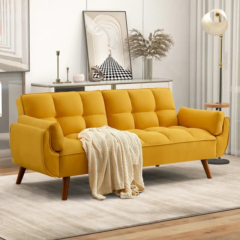 Divano letto futon da 191,5 cm (75,39 pollici), divano letto imbottito convertibile con schienale trapuntato sdoppiato reclinabile