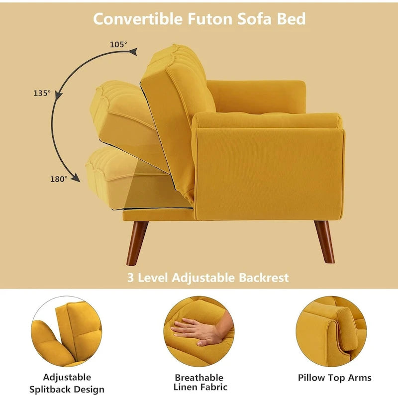 Divano letto futon da 191,5 cm (75,39 pollici), divano letto imbottito convertibile con schienale trapuntato sdoppiato reclinabile
