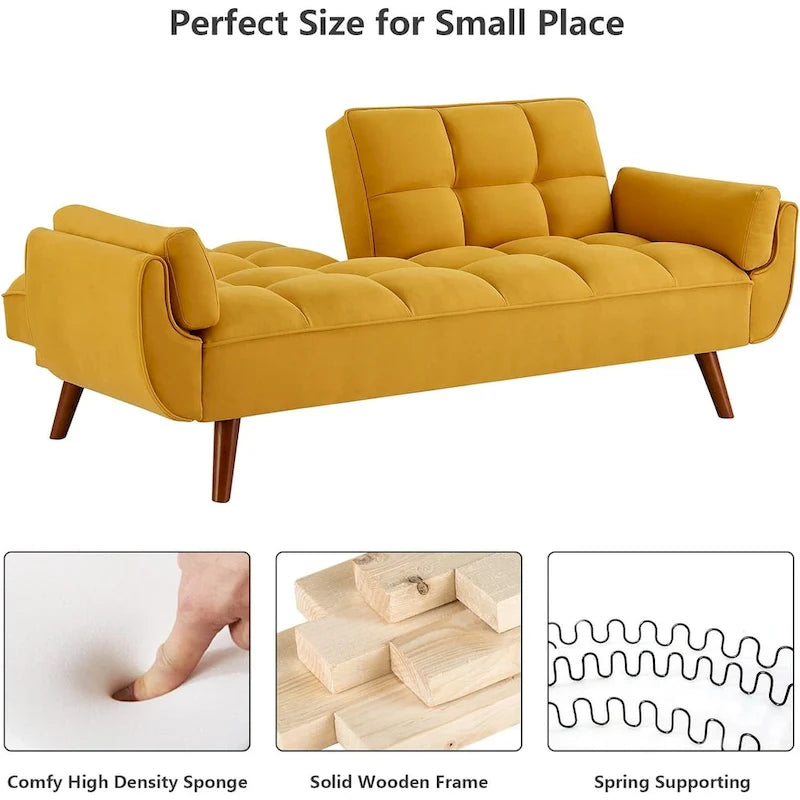 Divano letto futon da 191,5 cm (75,39 pollici), divano letto imbottito convertibile con schienale trapuntato sdoppiato reclinabile