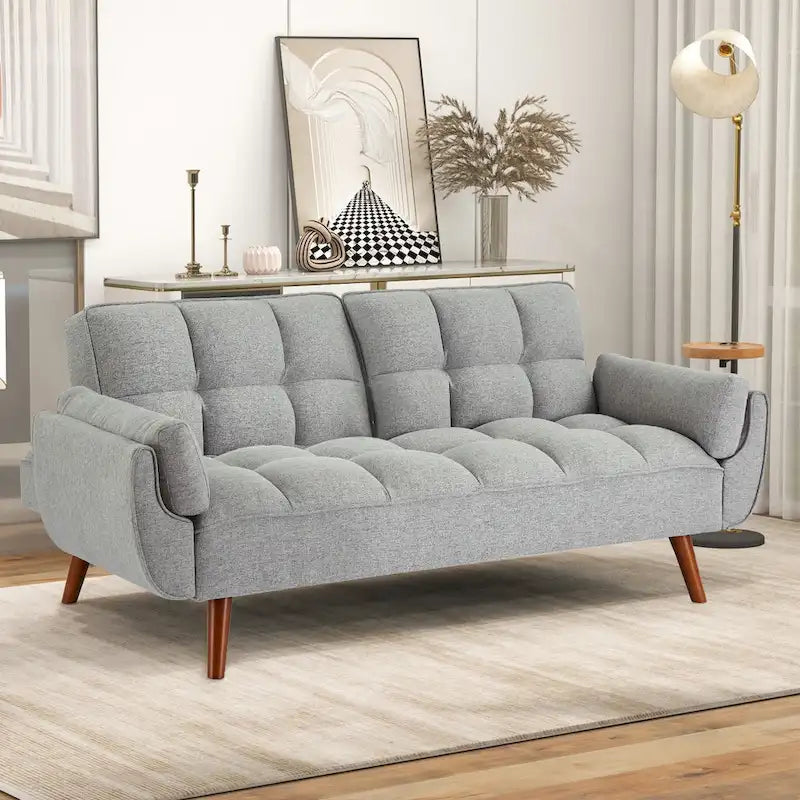 Divano letto futon da 191,5 cm (75,39 pollici), divano letto imbottito convertibile con schienale trapuntato sdoppiato reclinabile