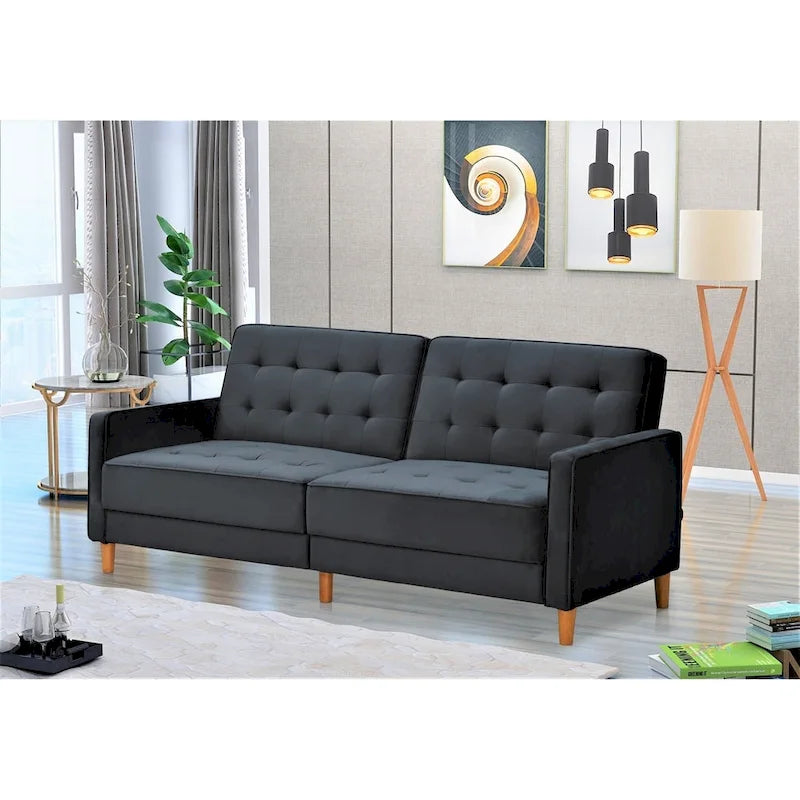 Divano letto trasformabile Jonathan in velluto trapuntato