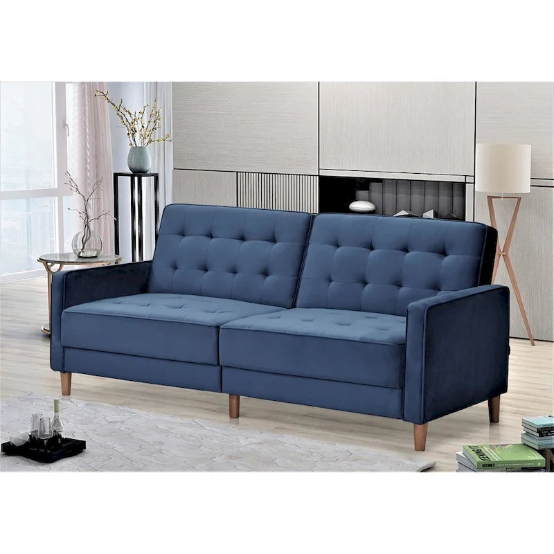 Divano letto trasformabile Jonathan in velluto trapuntato