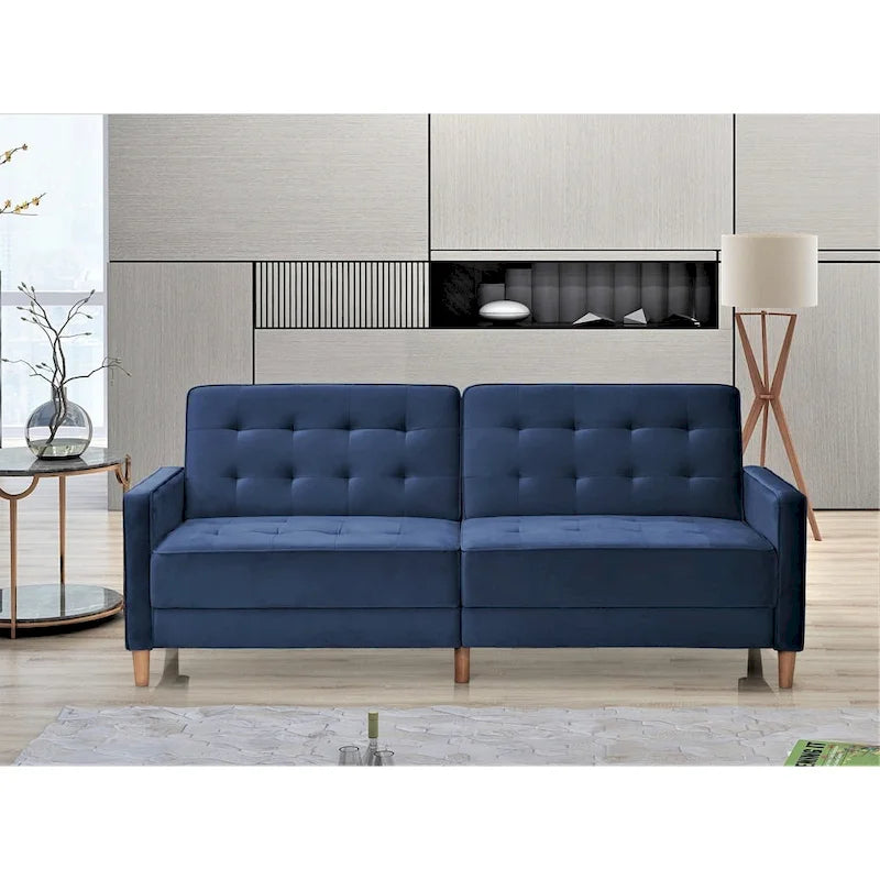Divano letto trasformabile Jonathan in velluto trapuntato