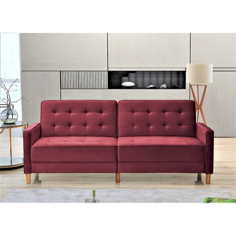 Divano letto trasformabile Jonathan in velluto trapuntato