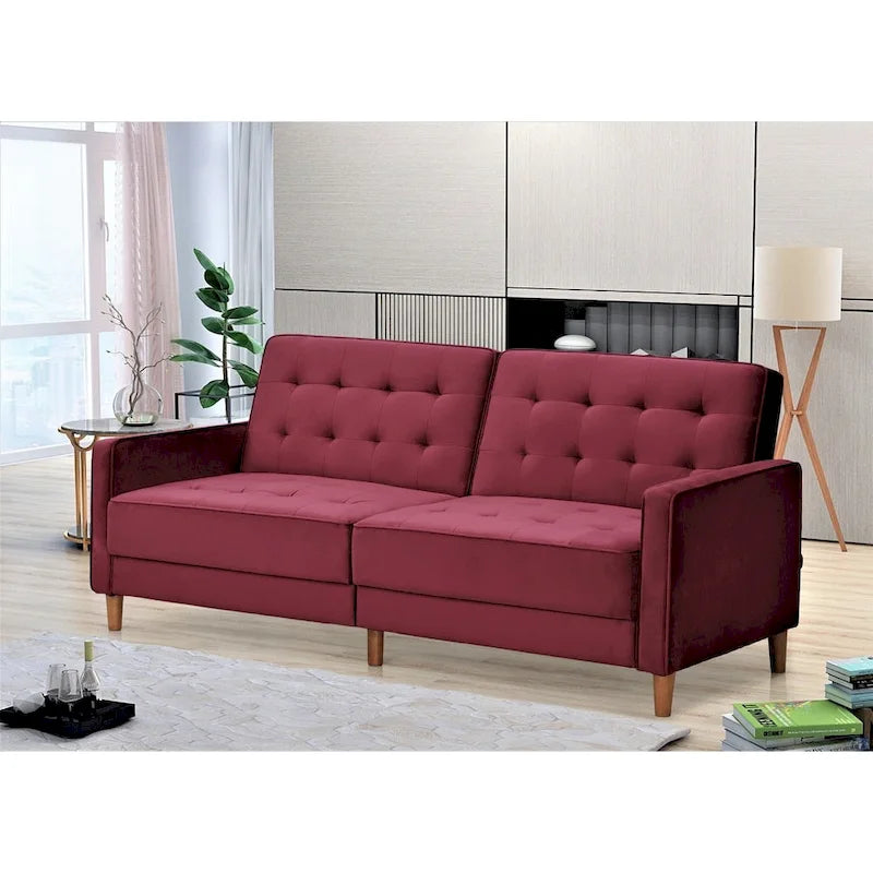 Divano letto trasformabile Jonathan in velluto trapuntato