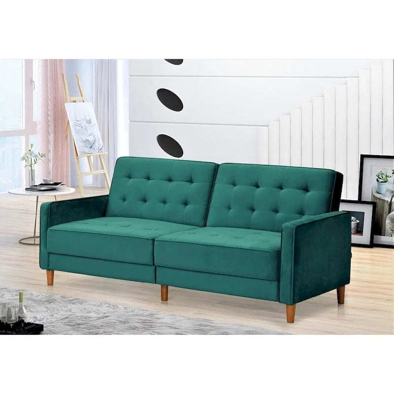 Divano letto trasformabile Jonathan in velluto trapuntato