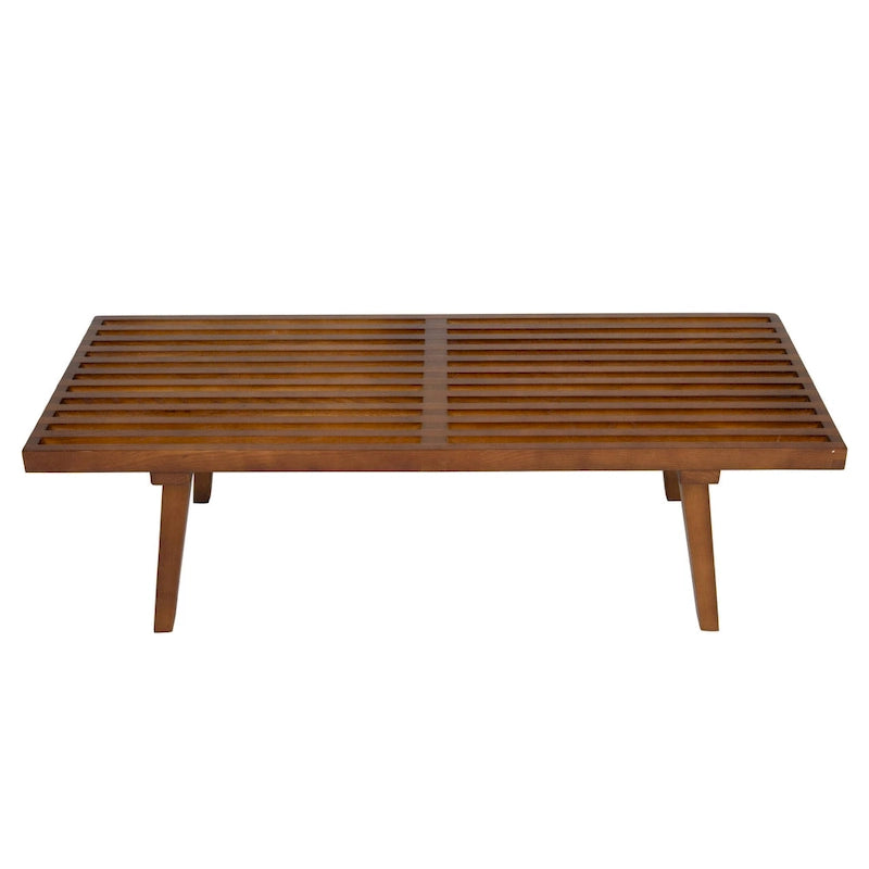 Panca da Ingresso Rettangolare da 48 pollici in Legno Naturale Design a Doghe Moderno per Soggiorno Casa e Ufficio
