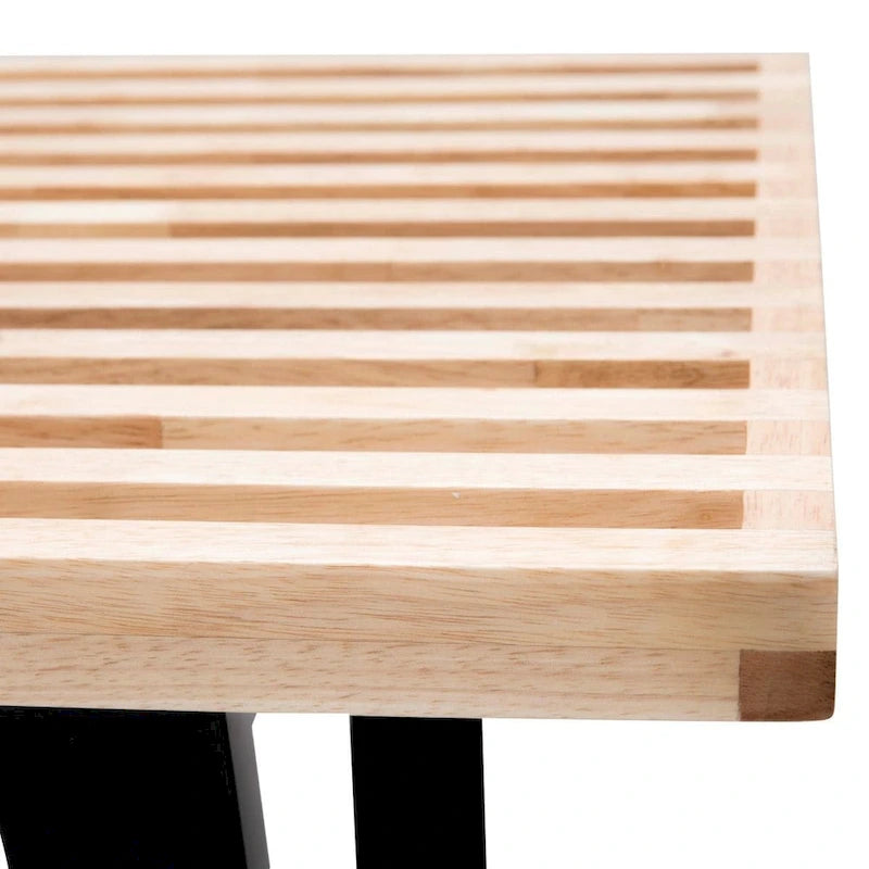 Panca da Ingresso Rettangolare da 48 pollici in Legno Naturale Design a Doghe Moderno per Soggiorno Casa e Ufficio