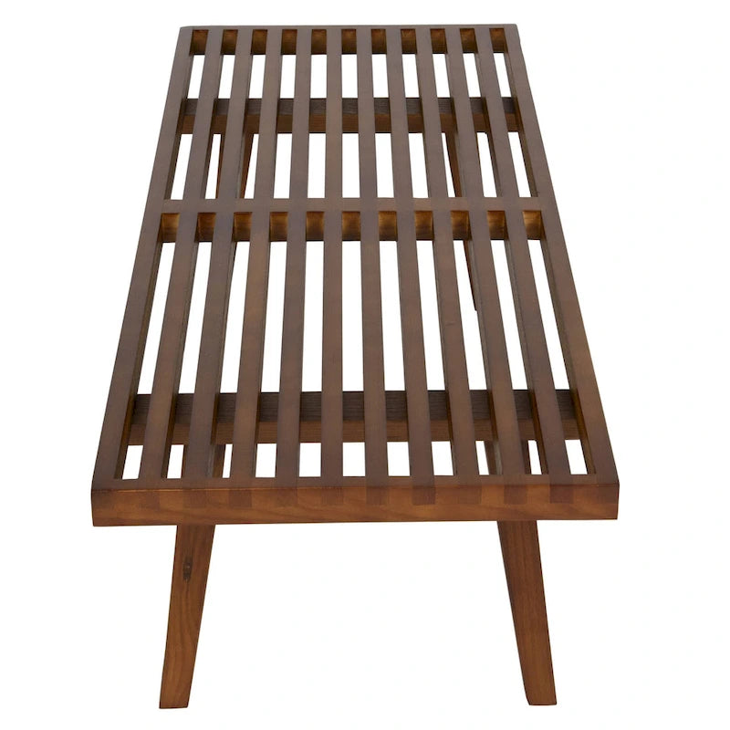 Panca da Ingresso Rettangolare da 48 pollici in Legno Naturale Design a Doghe Moderno per Soggiorno Casa e Ufficio