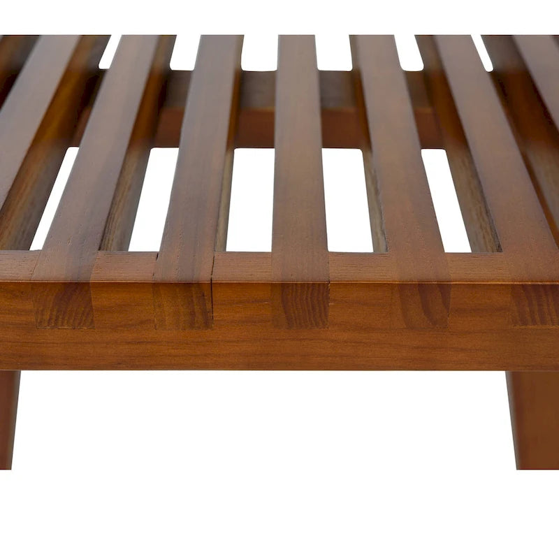 Panca da Ingresso Rettangolare da 48 pollici in Legno Naturale Design a Doghe Moderno per Soggiorno Casa e Ufficio