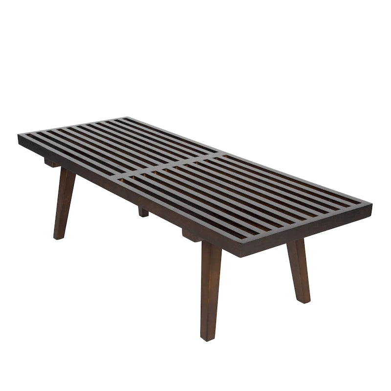 Panca da Ingresso Rettangolare da 48 pollici in Legno Naturale Design a Doghe Moderno per Soggiorno Casa e Ufficio