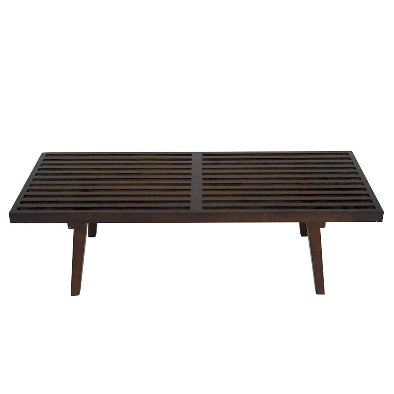 Panca da Ingresso Rettangolare da 48 pollici in Legno Naturale Design a Doghe Moderno per Soggiorno Casa e Ufficio