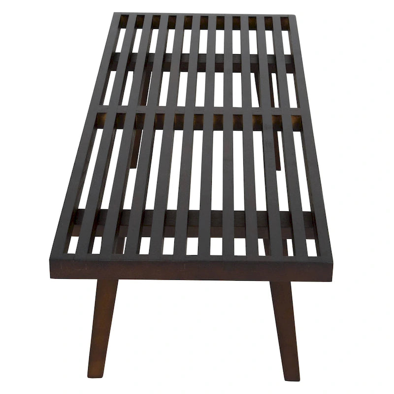 Panca da Ingresso Rettangolare da 48 pollici in Legno Naturale Design a Doghe Moderno per Soggiorno Casa e Ufficio