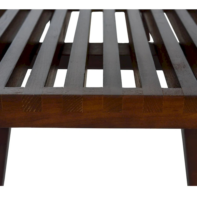 Panca da Ingresso Rettangolare da 48 pollici in Legno Naturale Design a Doghe Moderno per Soggiorno Casa e Ufficio