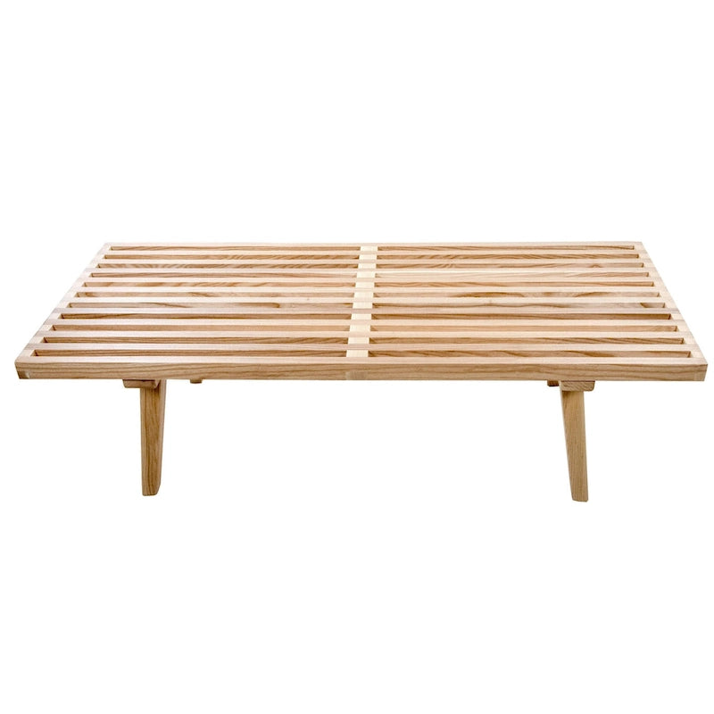 Panca da Ingresso Rettangolare da 48 pollici in Legno Naturale Design a Doghe Moderno per Soggiorno Casa e Ufficio
