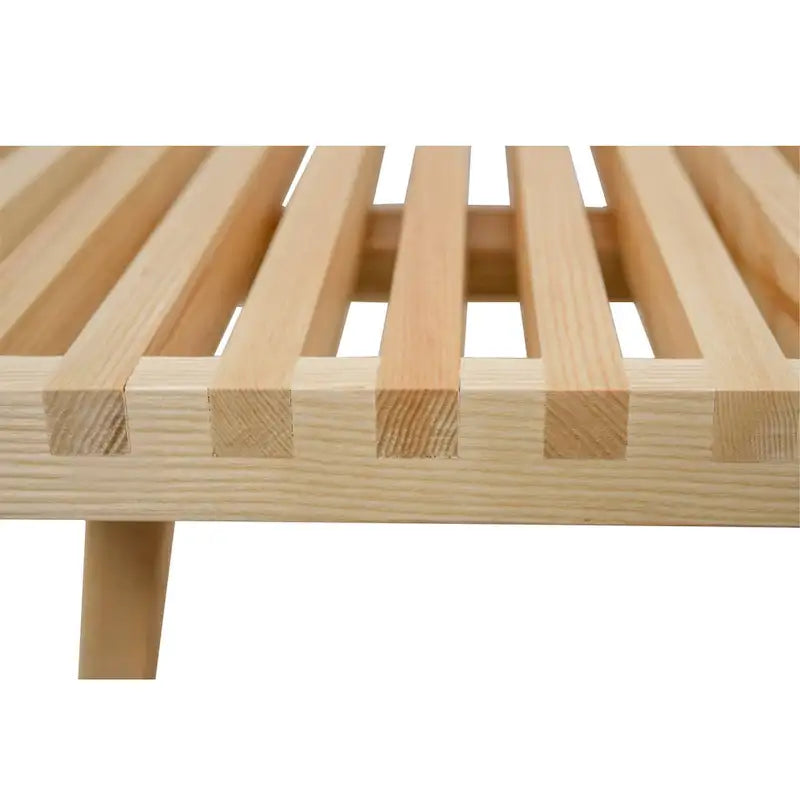 Panca da Ingresso Rettangolare da 48 pollici in Legno Naturale Design a Doghe Moderno per Soggiorno Casa e Ufficio